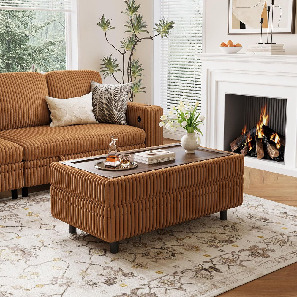 LINSY HOME Sectional Sleeper Sofa Storage Ottoman Bench, Convertible Coffee T...