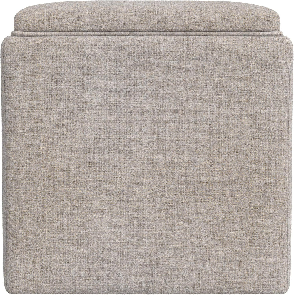HomePop 17.5" Storage Ottoman with Tray Top - Light Brown Woven