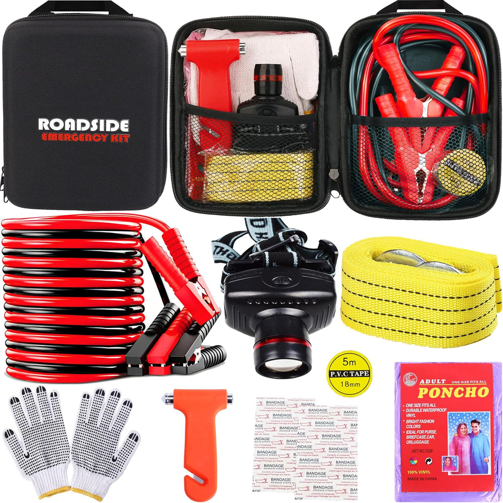 Roadside Emergency Car Kit,with Jumper Cables Roadside Kit Car Safety Kits