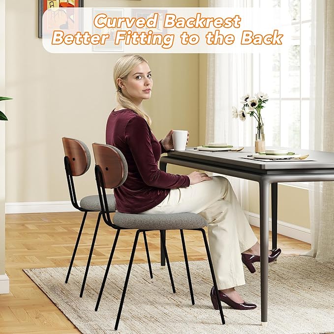 LSSPAID Dining Chairs Set of 2, Linen Fabric Upholstered Dining Room Chairs w...