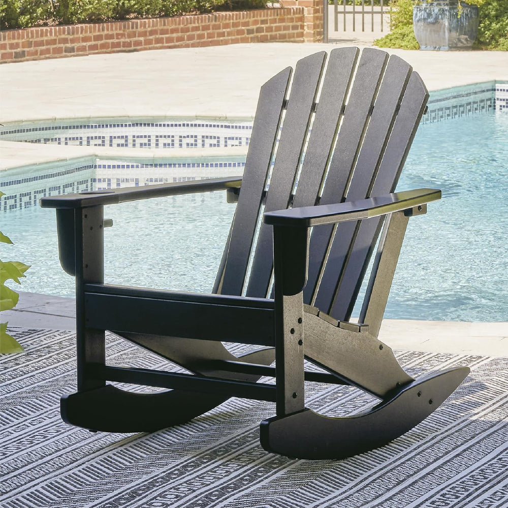 Signature Design by Ashley Sundown Treasure Outdoor Rocking Chair in Black, A...