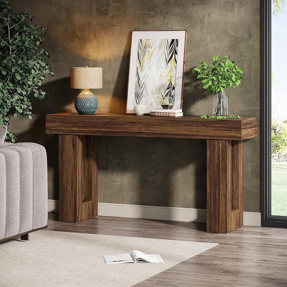 Tribesigns 63-Inch Long Console Table, MDF Wood Grain Rectangular Sofa Table ...