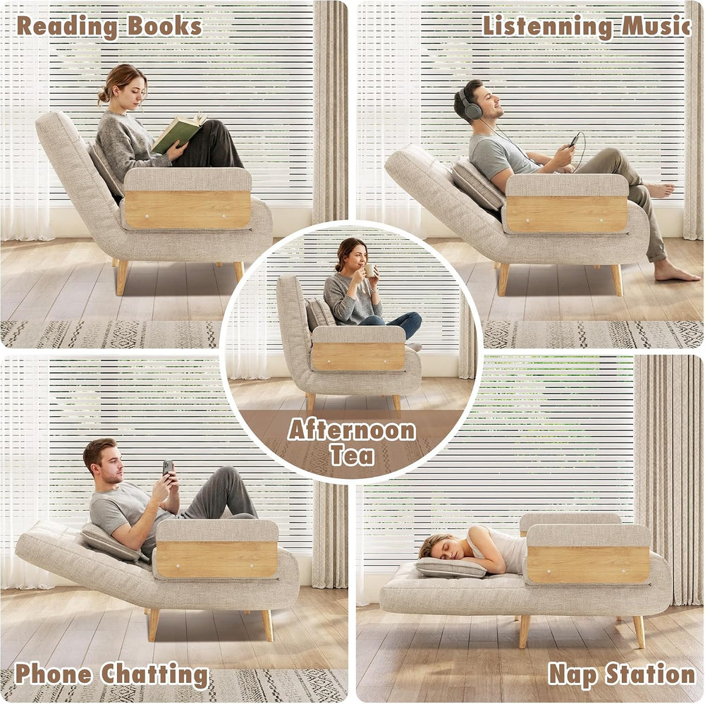 JASIWAY Convertible Sofa Chair Bed, 28" Mid-Century Sleeper for Adults