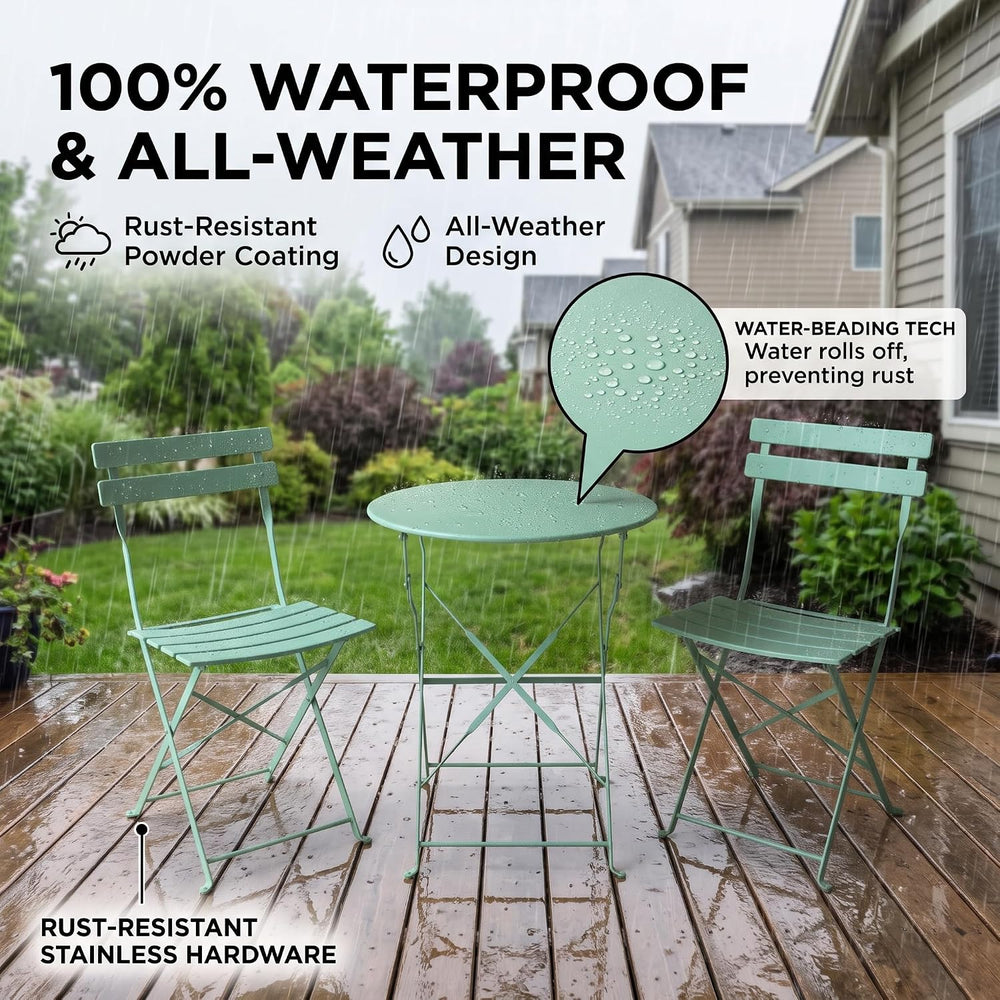 Bistro Table & Chairs Set of 2, Folding Outdoor Patio Furniture