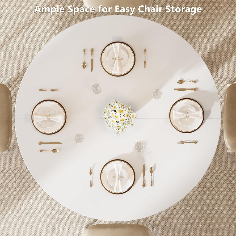 Einhomn Round Dining Table for 4-6, Kitchen Table with Sturdy Double Arc &...