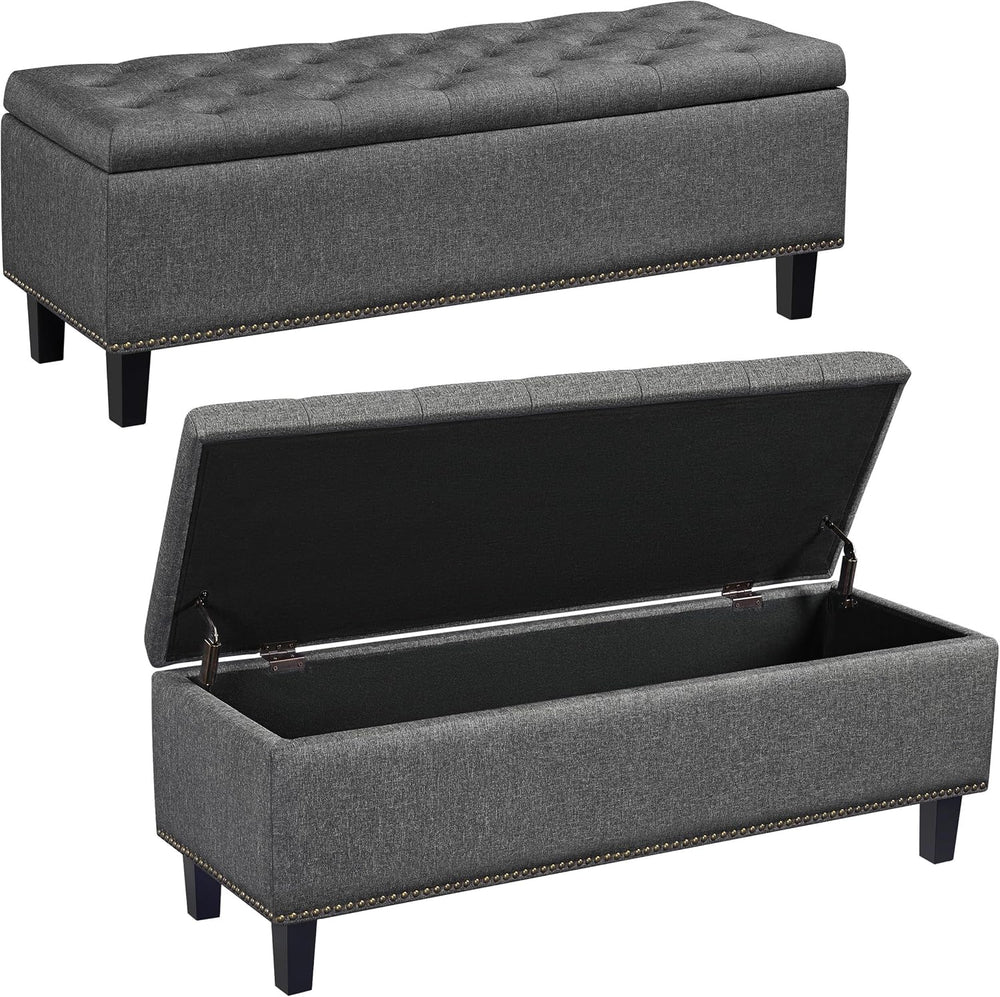 Yaheetech 49in Square Storage Ottoman Coffee Table with Nailhead, Dark Gray |...