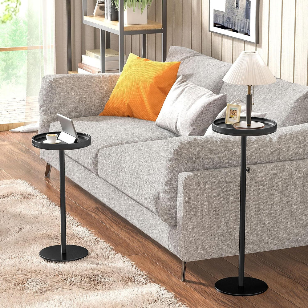 Height Adjustable Drink Table, Set of 2, Small Round Side Table, Martini Tabl...