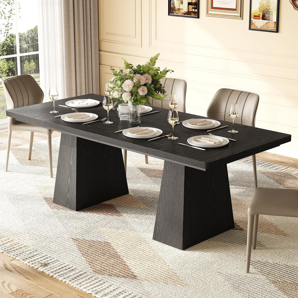 Rectangle Dining Table for 4-6 People,Wooden Table with Heavy Duty Legs