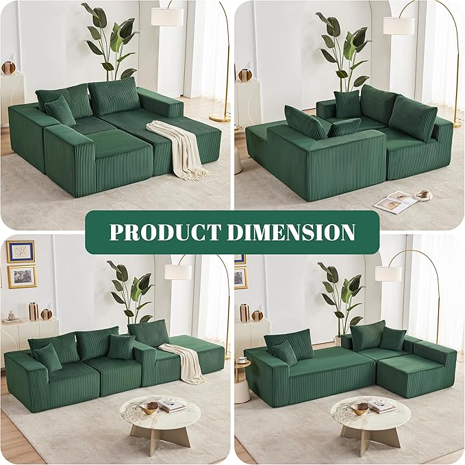 108” Modular Sectional Sofa, Cloud Sectional Couch with Deep Seat, Modern Mod...