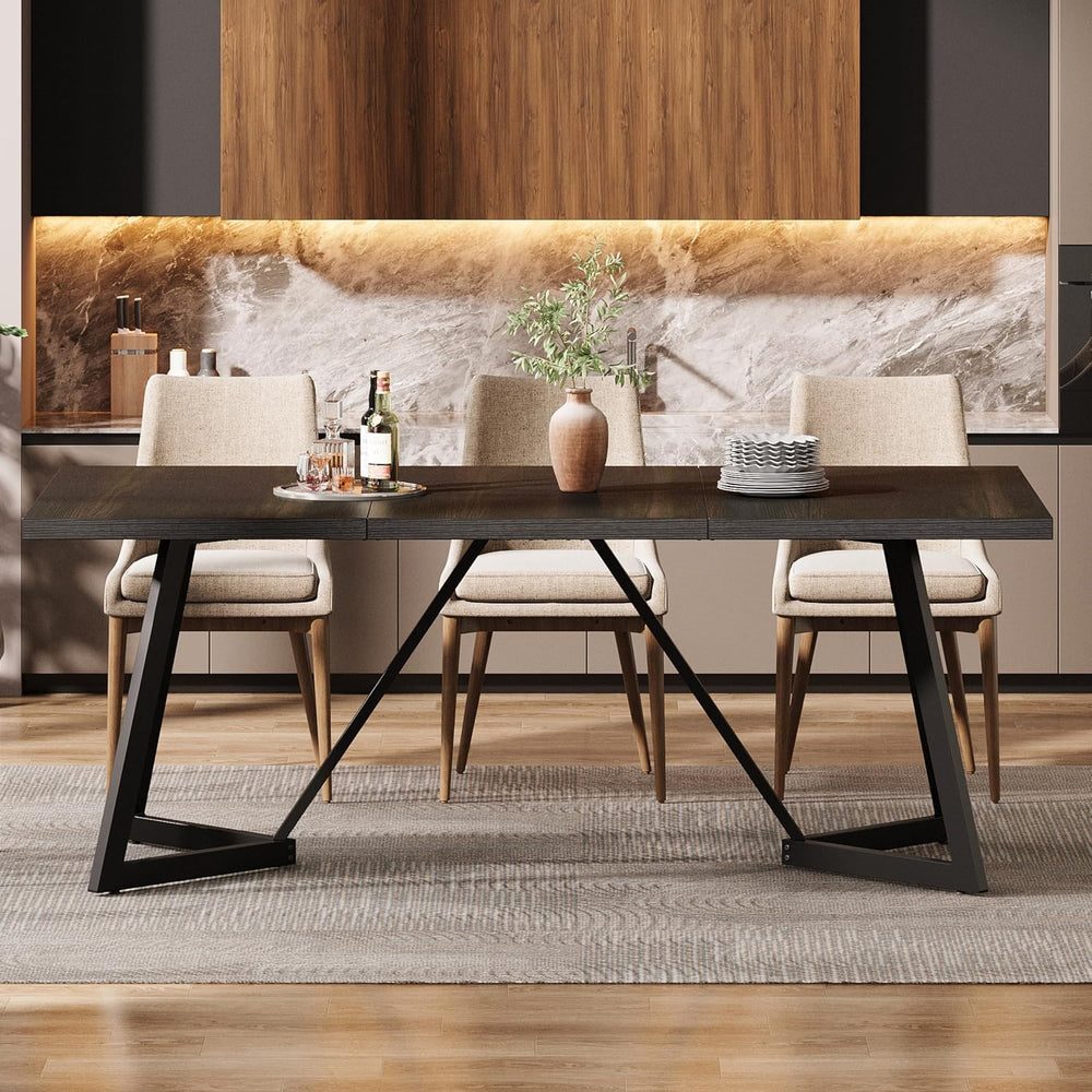 Tribesigns 70.86-Inch Large Dining Table for 6-8, Modern Dining Room Table wi...