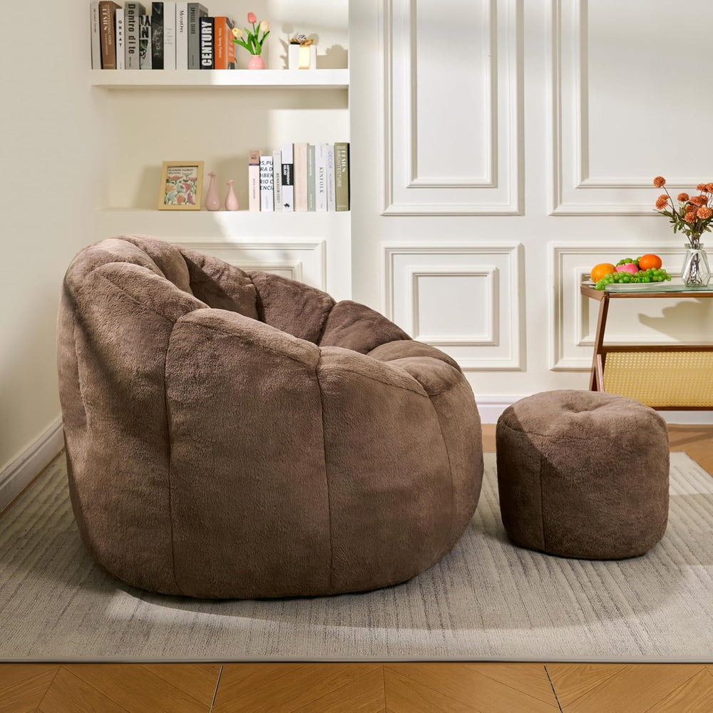 Bean Bag Chair, Bean Bag Chair with Ottoman, Stuffed Bean Bag Chairs with Fil...