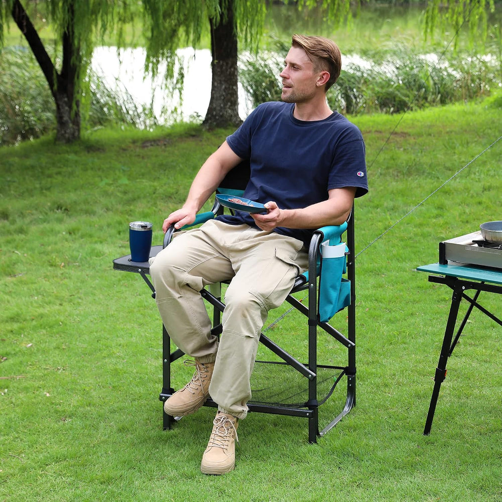 VILLEY Tall Directors Chair, Folding Camping Chair with Footrest | Heavy Duty...