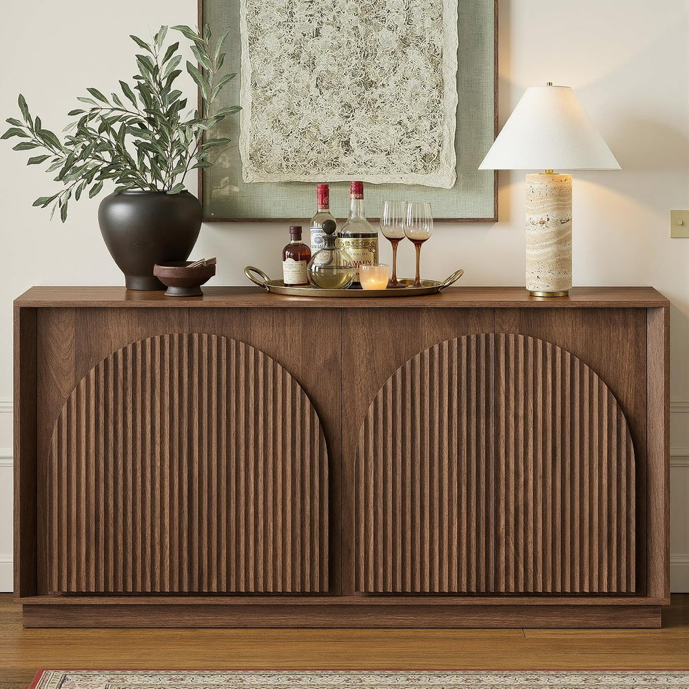 win2win 65" Sideboard Buffet Cabinet with Storage, Modular Credenza, Walnut