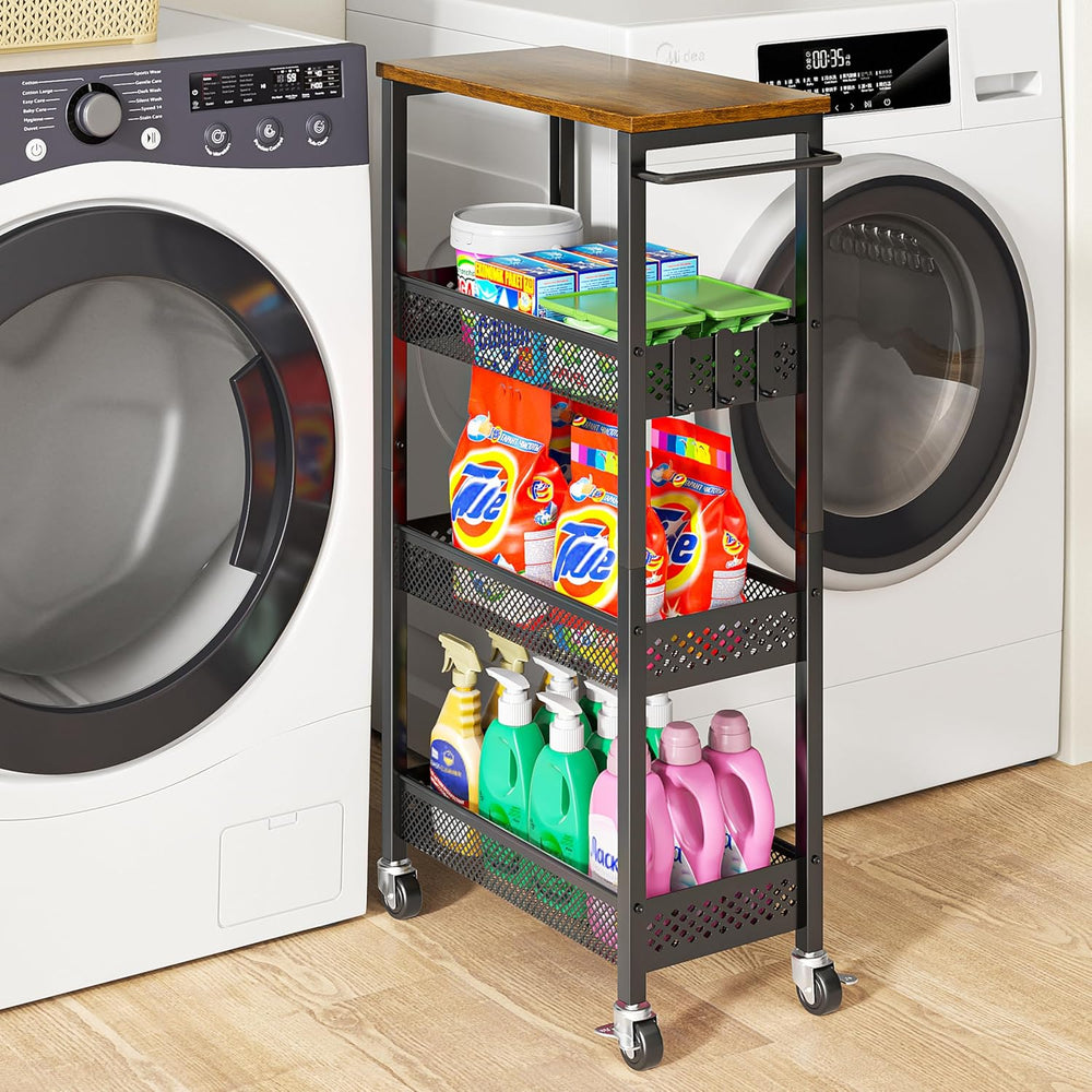 XYZLVSI Slim Rolling Storage Cart, 4 Tier Small Bathroom Cart Organizer | 9.1...