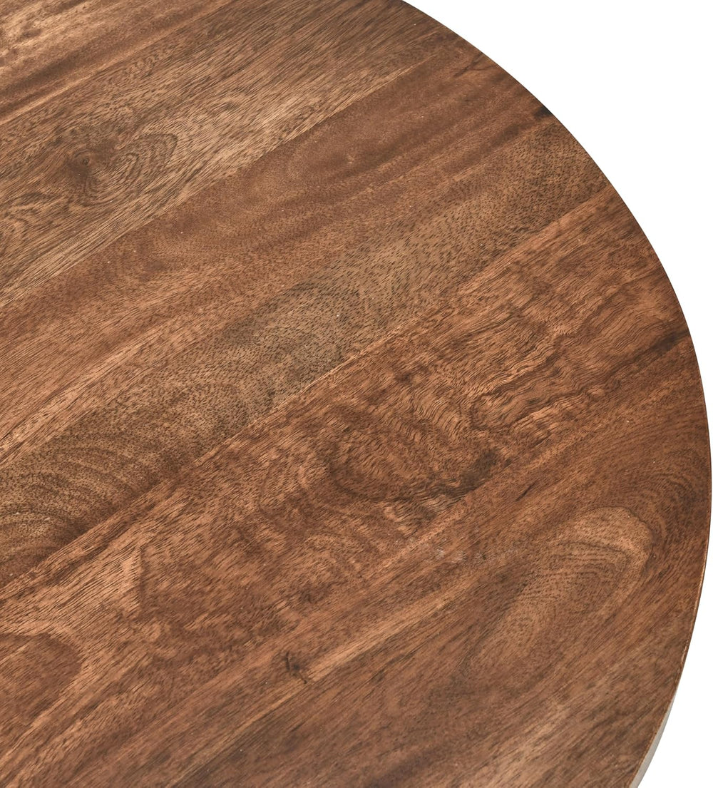 32" Natural Grain Side Coffee Table, Small Nesting Tables with Sturdy Ir...