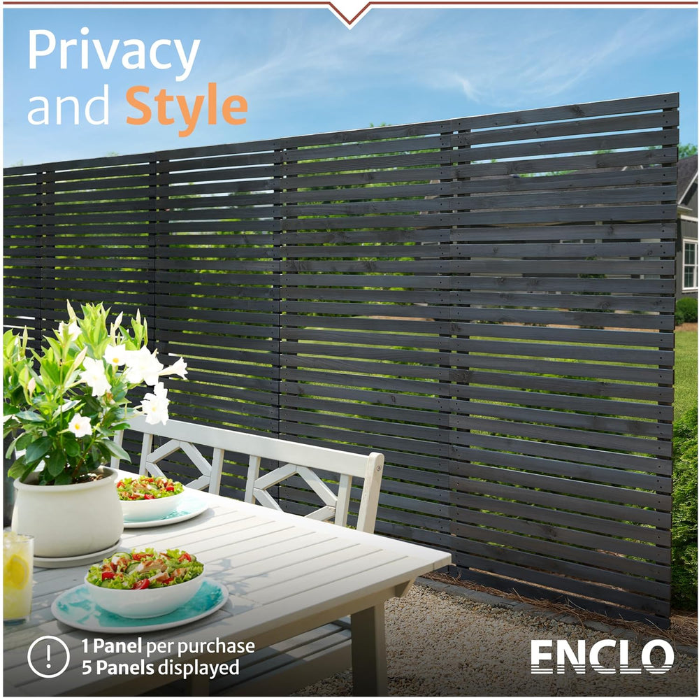 Enclo Aspen Privacy Screen, Charcoal Wood DIY No Dig Kit