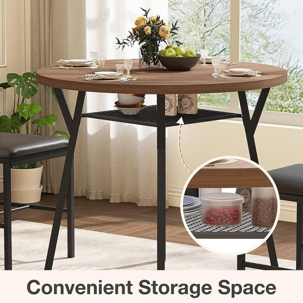 Pamapic Round Dining Table Set for 4, Kitchen Table and Chairs for 4, Dining ...