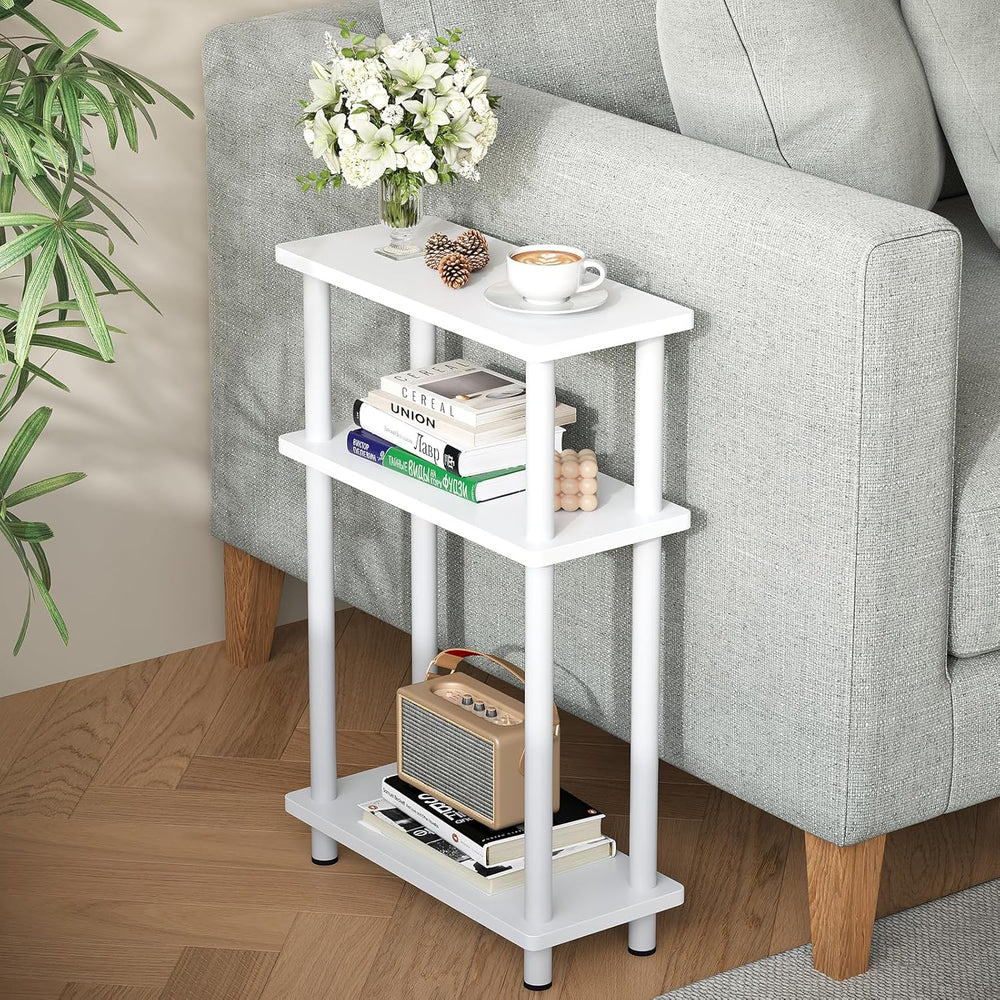 Apicizon Small Narrow Side Table, 3-Tier Skinny End Table with Storage Shelf,...