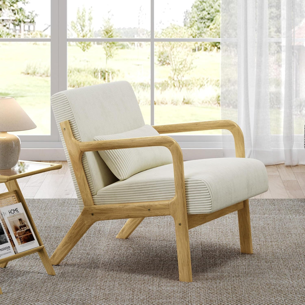Yaheetech Accent Chair for Living Room, Corduroy Mid Century Modern Reading A...
