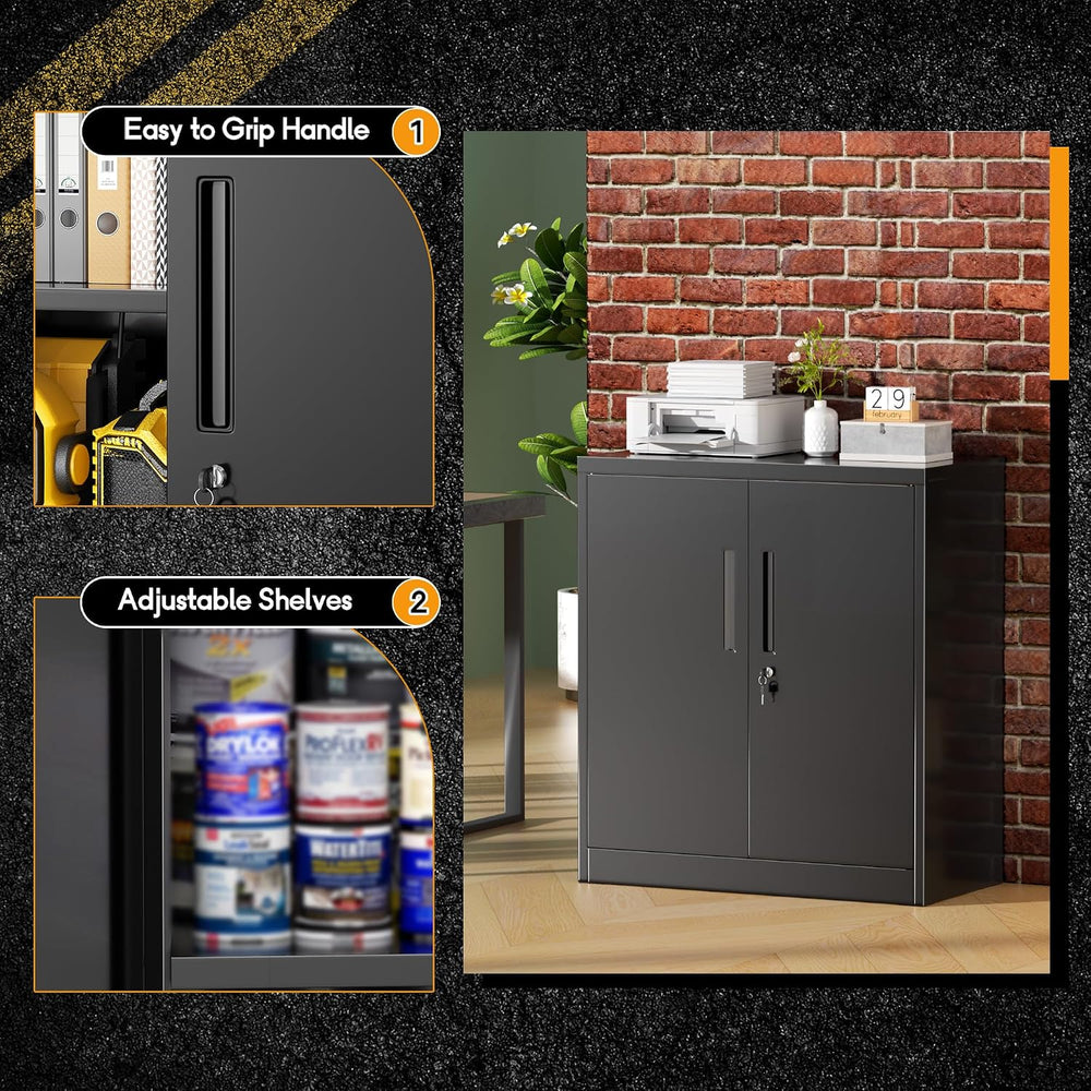 Greenvelly Metal Storage Cabinet, 36" Steel Garage Cabinet with Doors an...