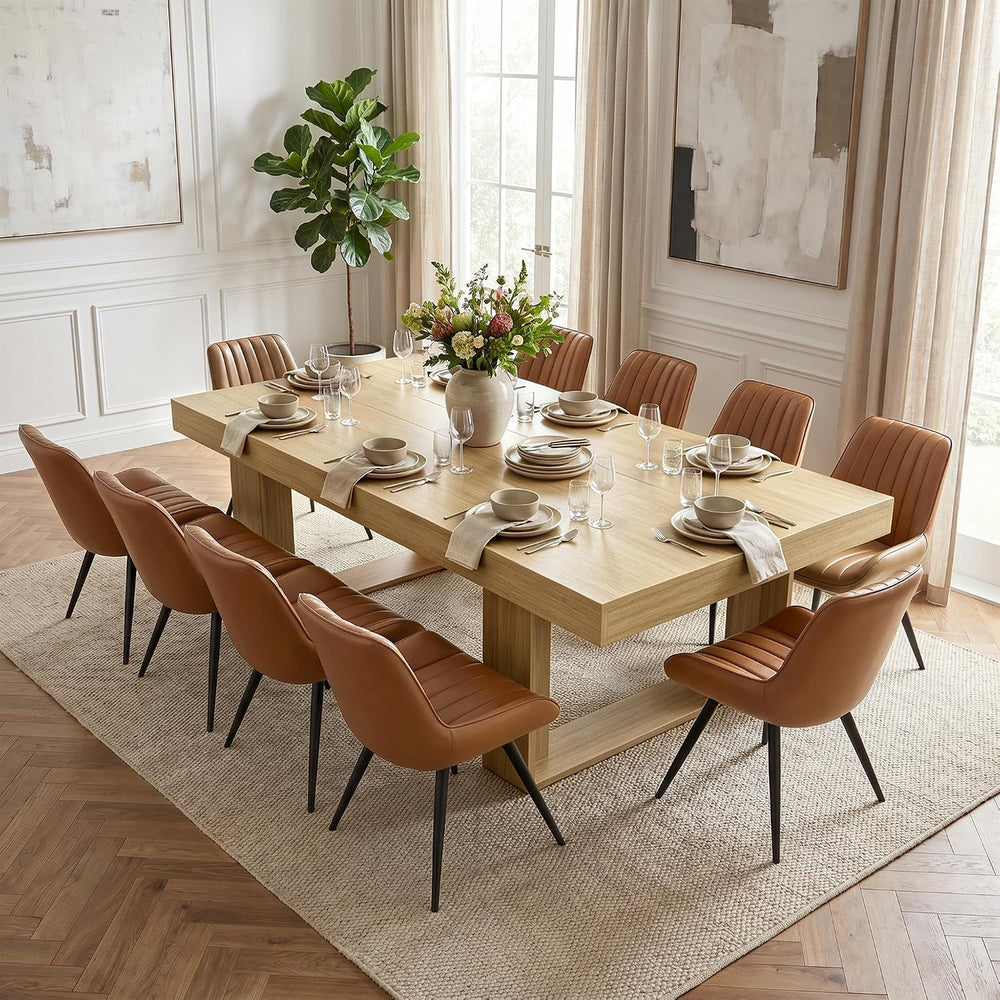 Miereirl 7-Piece Modern Farmhouse Dining Table Set, 86.6" x 47.2" S...