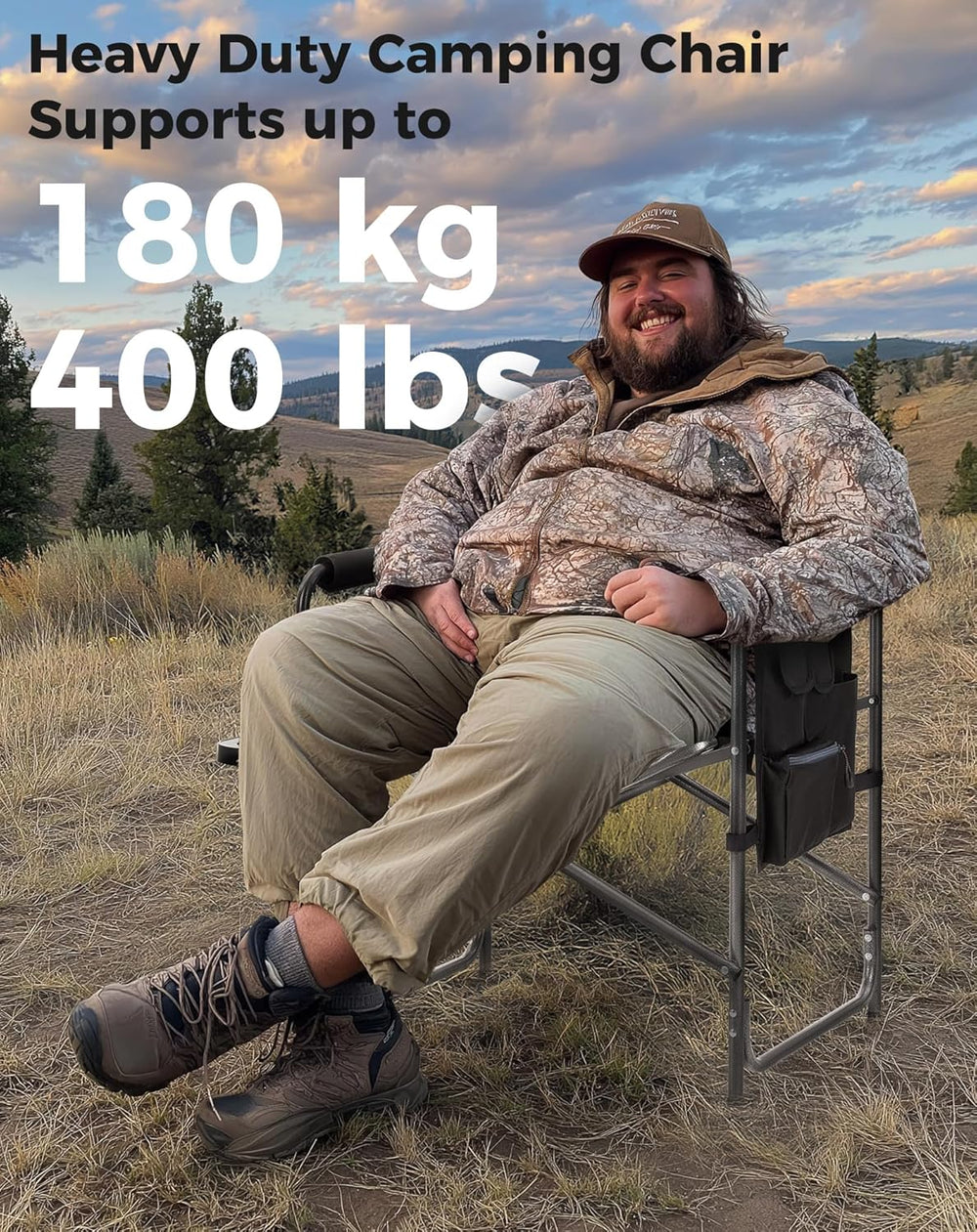 KingCamp Director Chair – Heavy Duty 400lb Capacity Camping Chair with Side T...