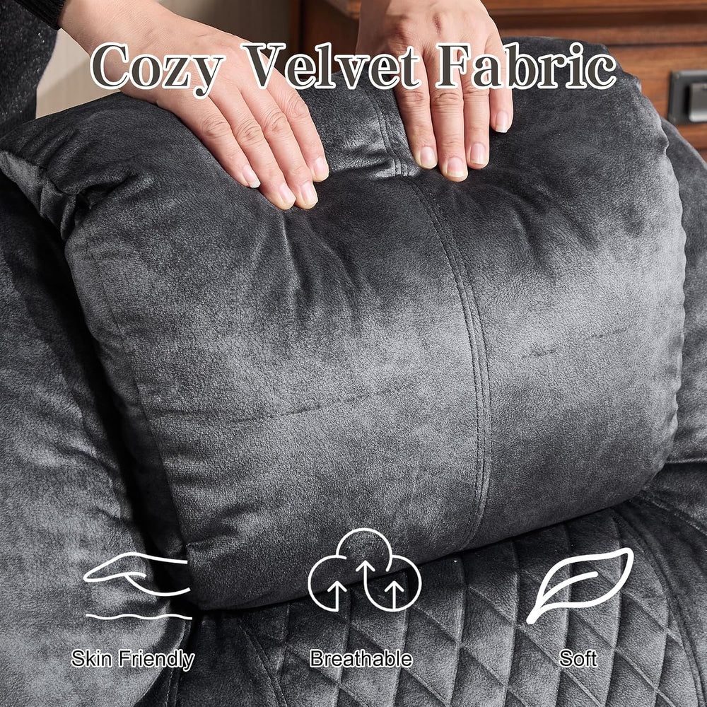 AHMED Dual Motor Power Swivel Rocker Recliner Chair, Velvet Grey | Electric G...