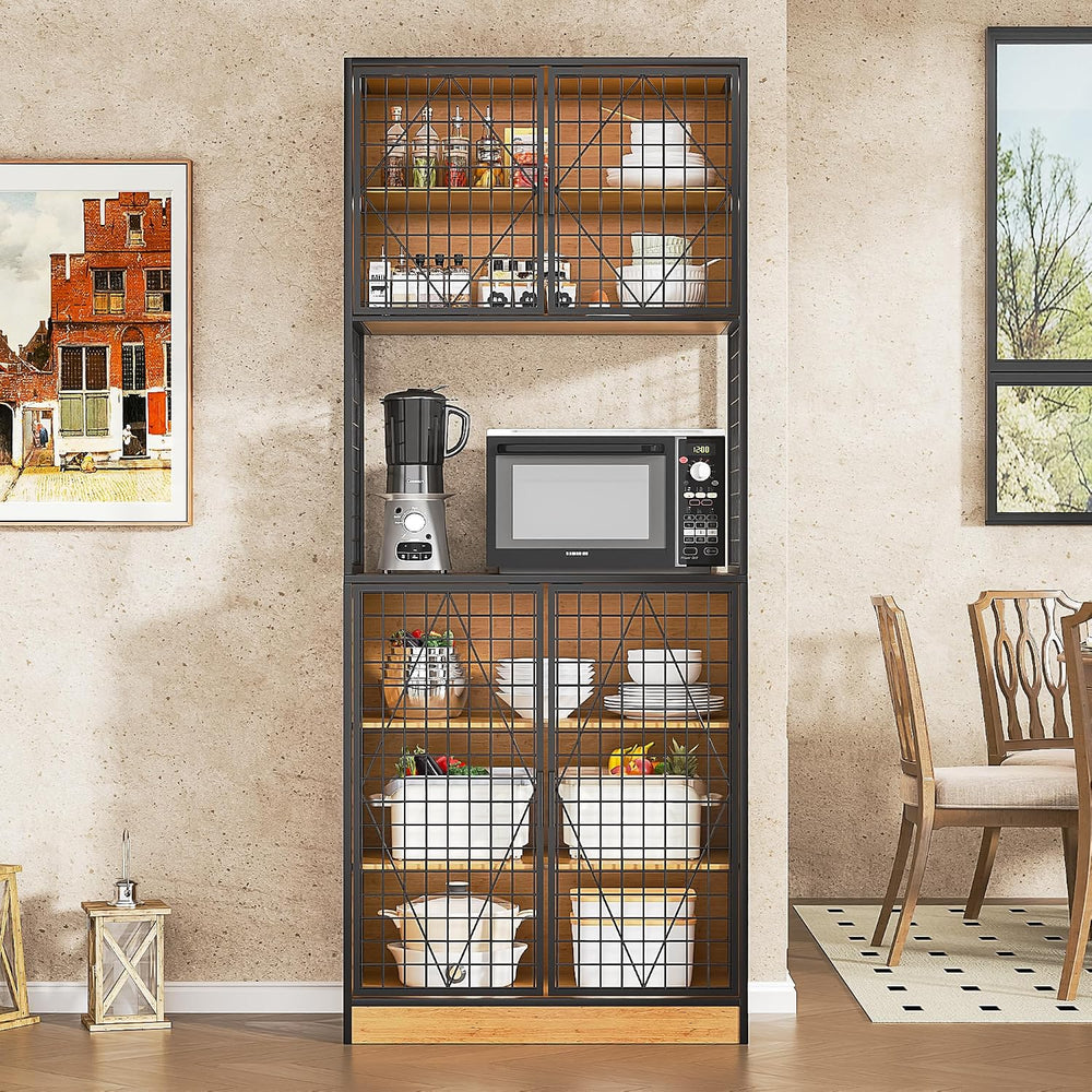VECELO 72in Tall Kitchen Pantry Cabinet Set of 2 with Doors and Shelves, Larg...