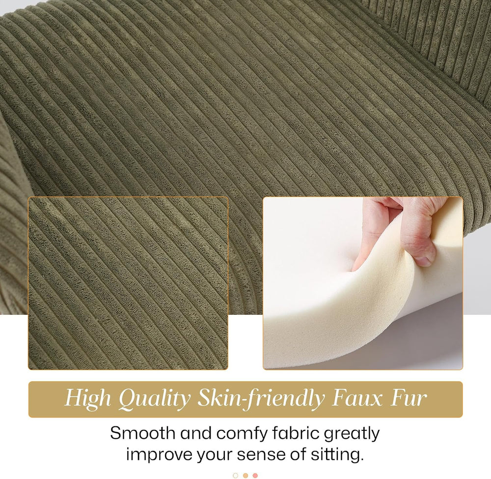 HENGJIANYI Home Corduroy Makeup Vanity Desk Chair no Wheels Armchair, Green |...