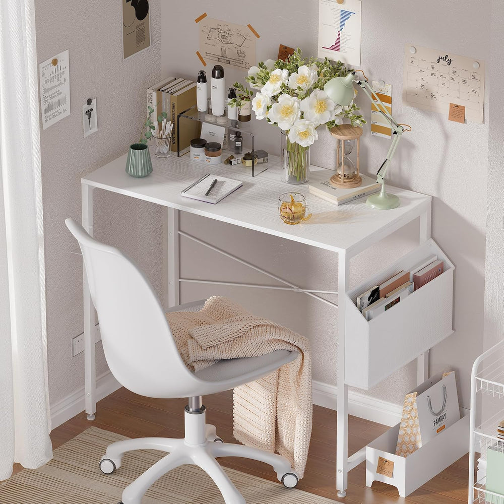 Pamray 32 Inch Computer Desk Small Spaces Desk with Storage Bag for Bedroom W...