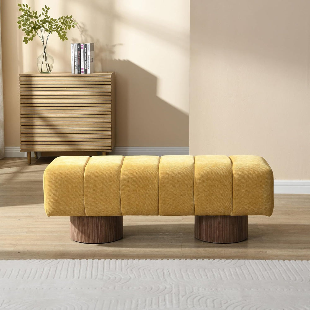 Merax 50" Upholstered Chenille Dining Bench Entryway End of Bed Ottoman ...