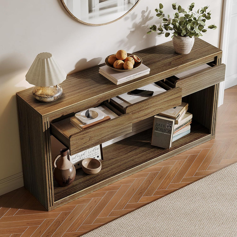 Treocho 63.9" Farmhouse Console Tables for Entryway, Long Sofa Table wit...