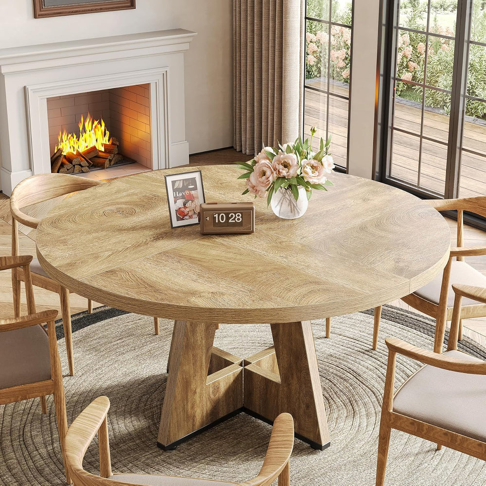 LITTLE TREE Round Dining Table for 4-6 People, 47 Inches Dining Room Table wi...