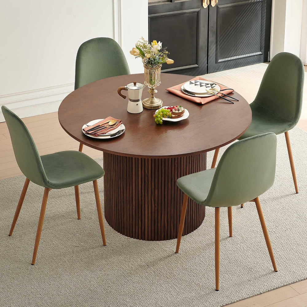 Dining Table Set for 4, Mid Century Modern 47 Inch Wooden Round Dining Table ...