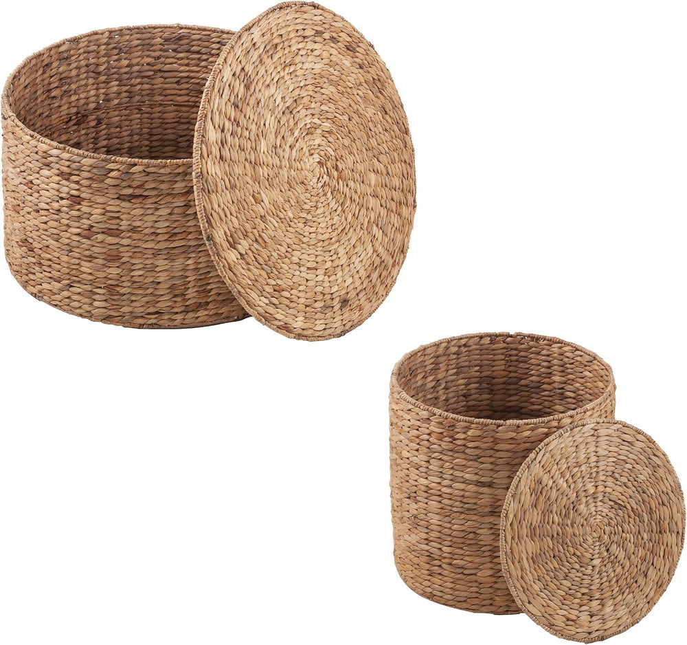 SEI Furniture - Satalia Round Water Hyacinth Storage Tables - 2 Piece Set - B...