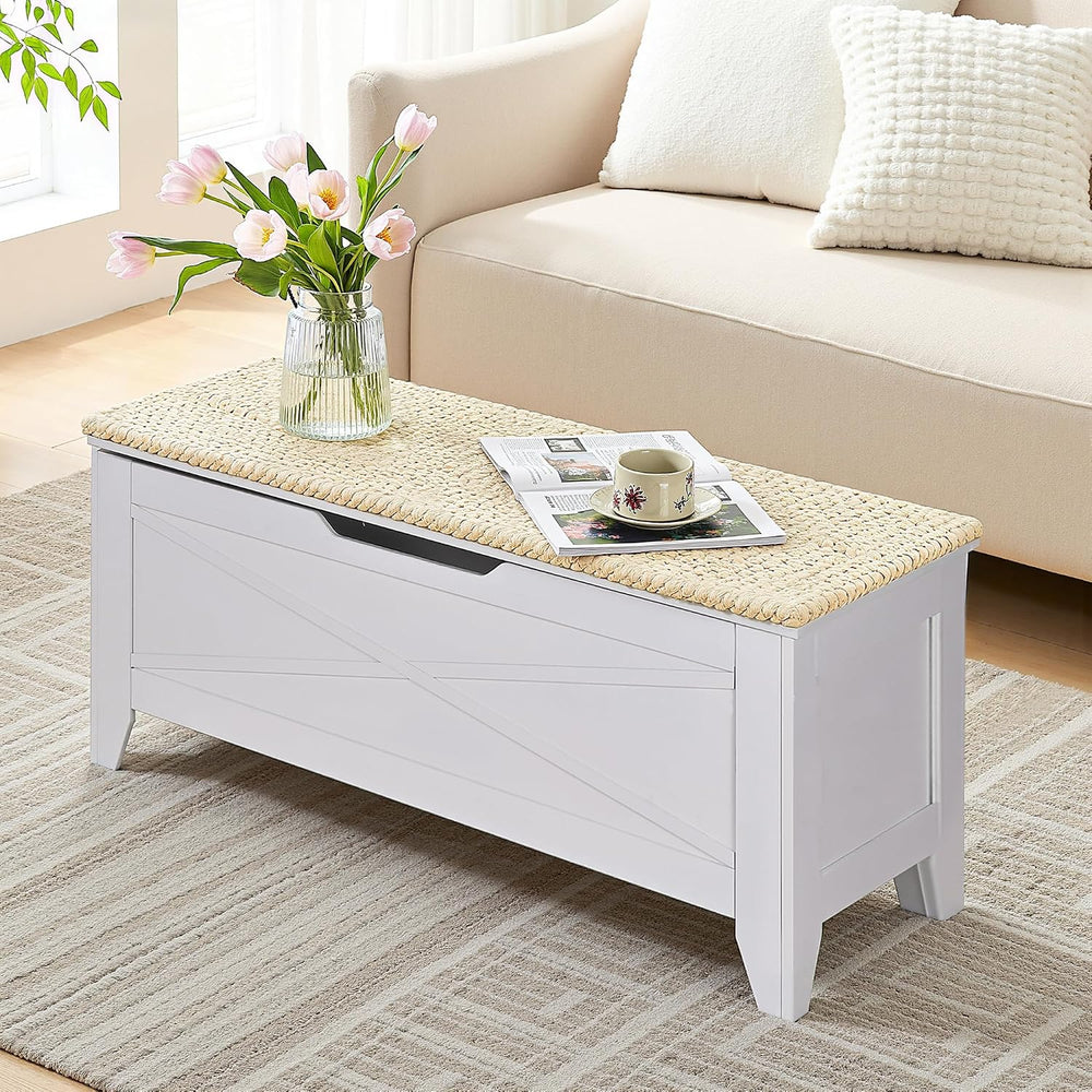 VECELO 43.3" Storage Bench, Entryway Shoe Ottoman, Farmhouse Style Bench...