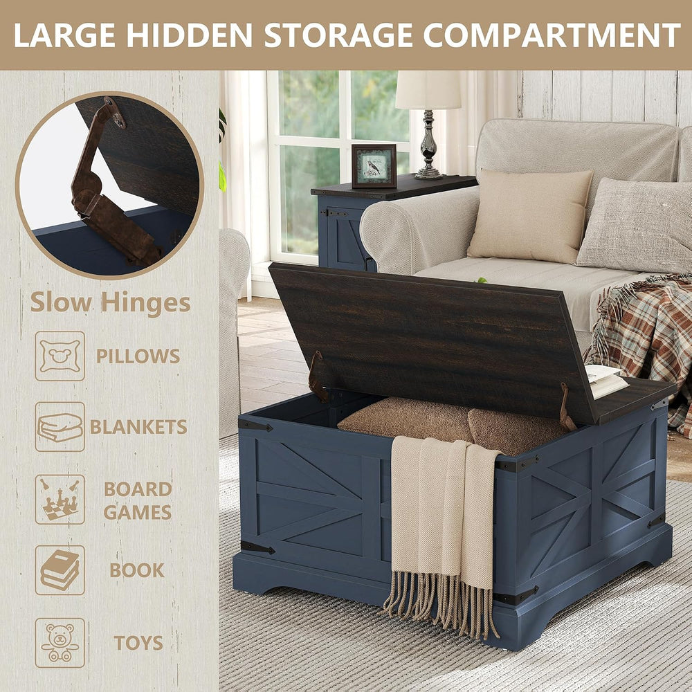 Furnideco Square Coffee Table with Storage Farmhouse Coffee Table with Liftin...