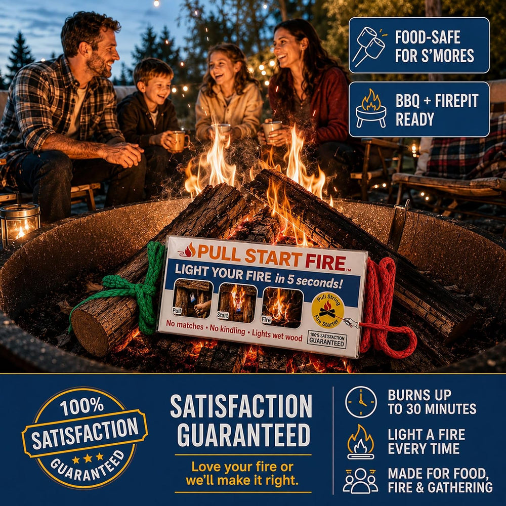 Starter, Pull String, No Matches, Lights Wet Wood, 6 Pack