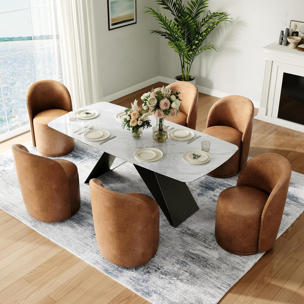 Swivel Barrel Dining Chairs, Upholstered Modern Accent Chair for Living Room,...