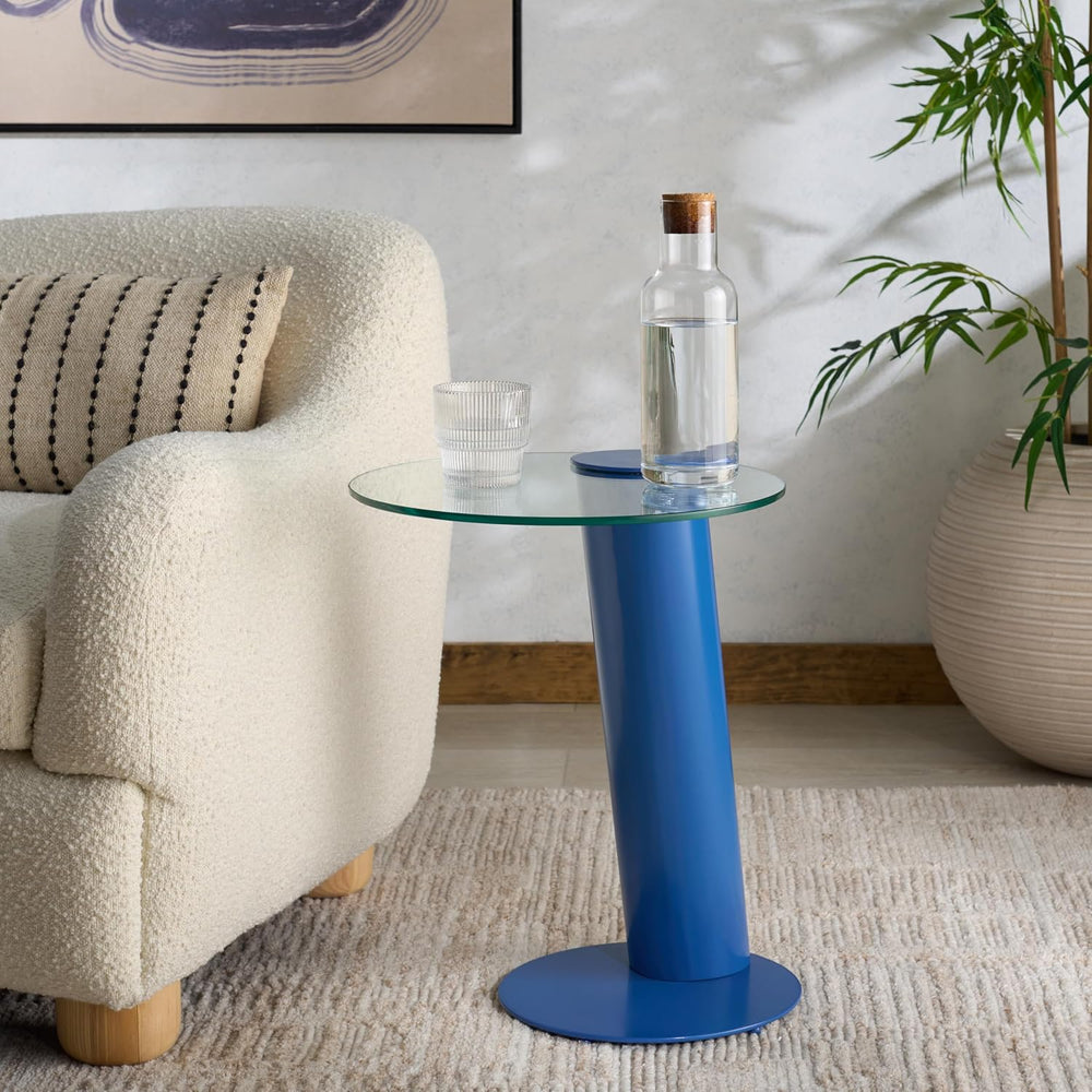 SAFAVIEH Couture Collection - Richardson Blue Metal Accent Table, Sculptural ...