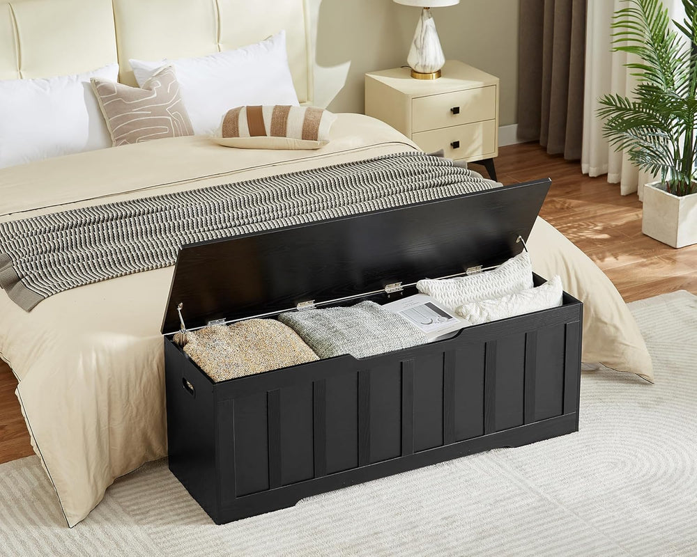 VANKILEY 51.2" Storage Chest Extra Large,Wooden Storage Bench,Black | Ch...