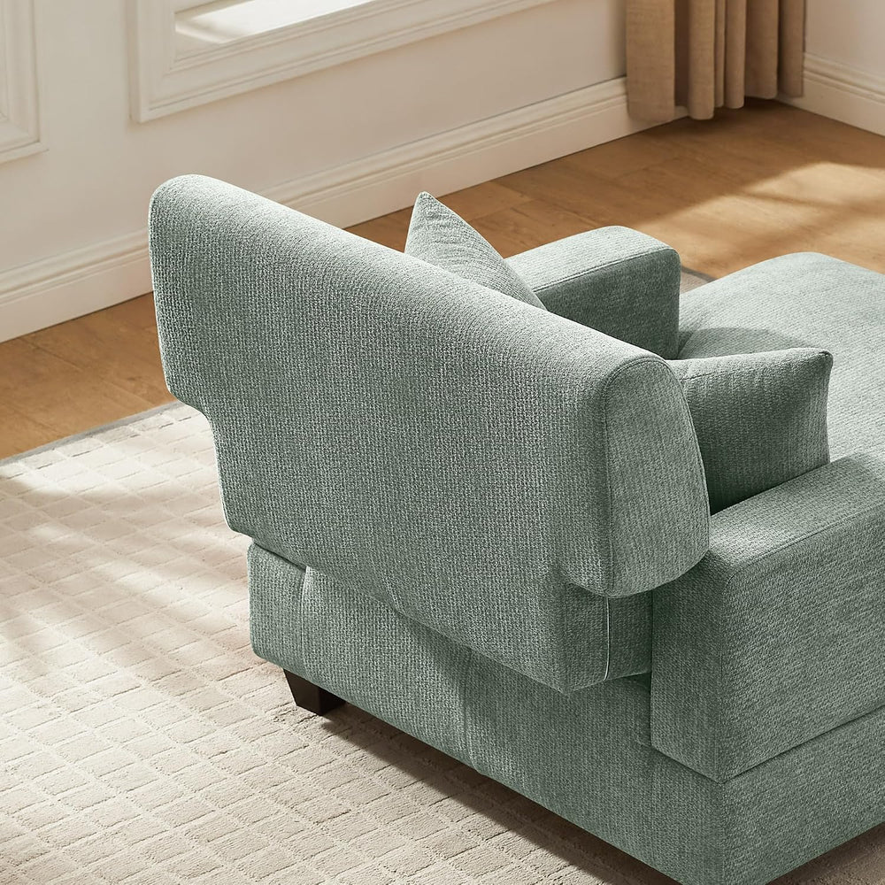VANOMi 55.5" Chaise Lounge Chair with Adjustable Backrest, Chenille Sage