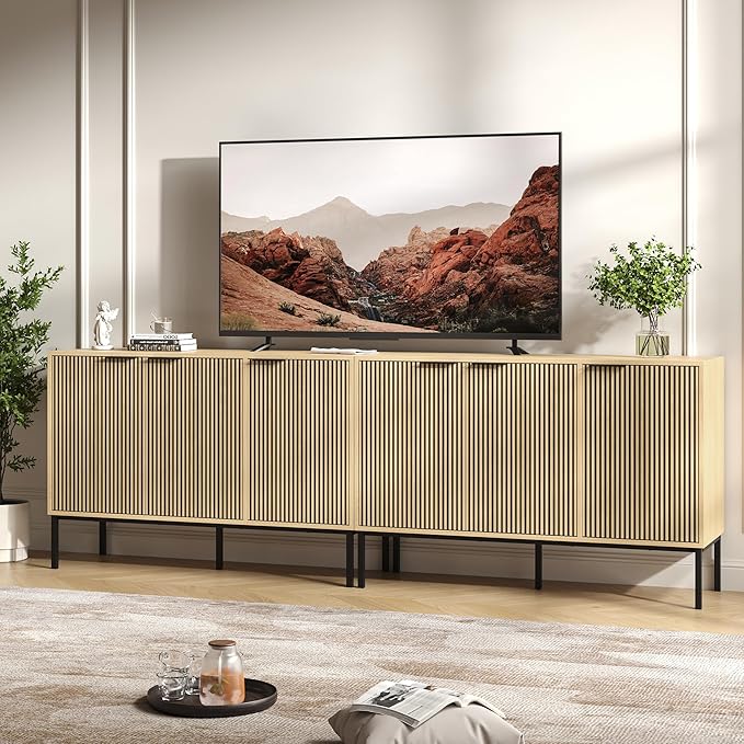 TV Stand for 100" TV, Mid Century Modern 94.4'' Television Stand...