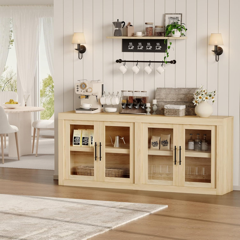 GarveeHome 70.8 in Sideboard Buffet Cabinet with Storage, Mid Century Modern ...