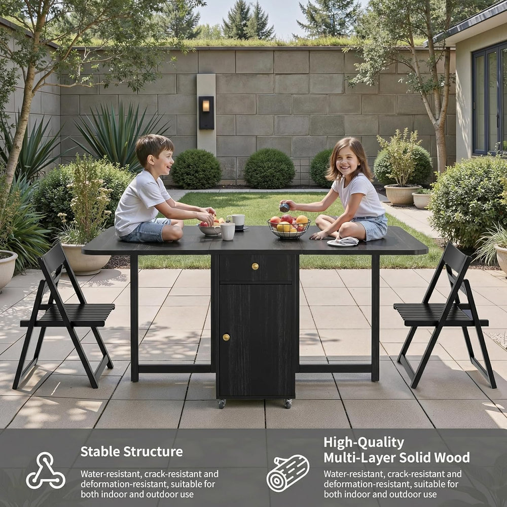 Folding Dining Table and Chairs - 51" Fully Assembled Drop Leaf Table 4-...