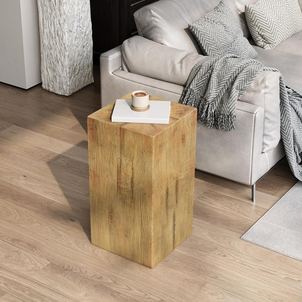 27.75" Tall End Table, Square Wood-Look Column for Indoor & Outdoor ...
