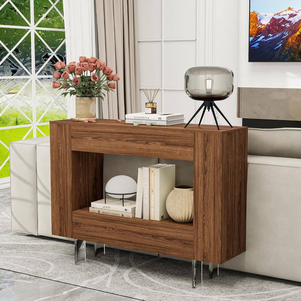 Console Table, Entryway Table with Hidden Storage Cabinets, Adjustable Shelve...
