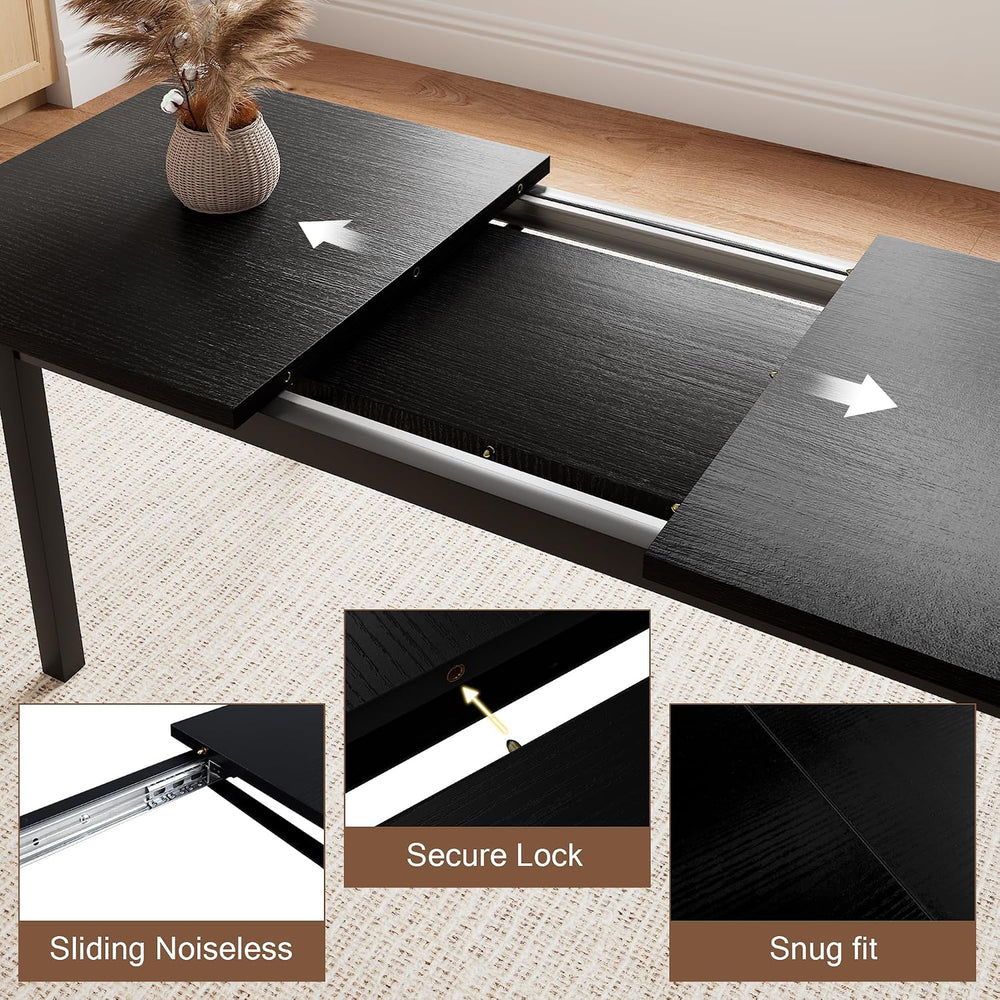 Einhomn 5-Piece Dining Table Set for 4-6, 63" Extendable Kitchen Table w...