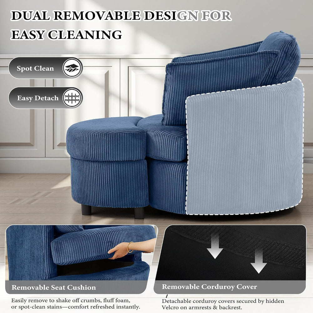 Vanity Accent Chair Swivel Living Room Chairs Curve Back Reading Chair with A...
