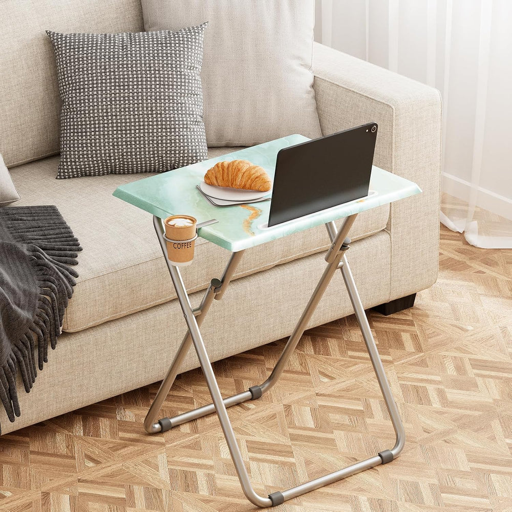 TV Trays Table Set of 2 Portable Folding TV Tray Table TV Dinner Tray with St...